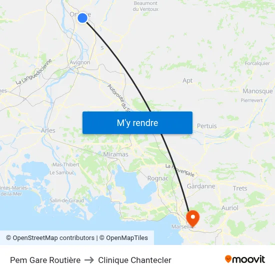 Pem Gare Routière to Clinique Chantecler map