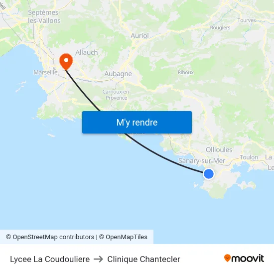 Lycee La Coudouliere to Clinique Chantecler map