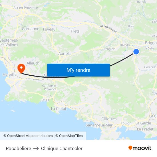 Rocabeliere to Clinique Chantecler map