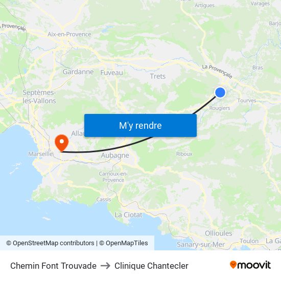 Chemin Font Trouvade to Clinique Chantecler map