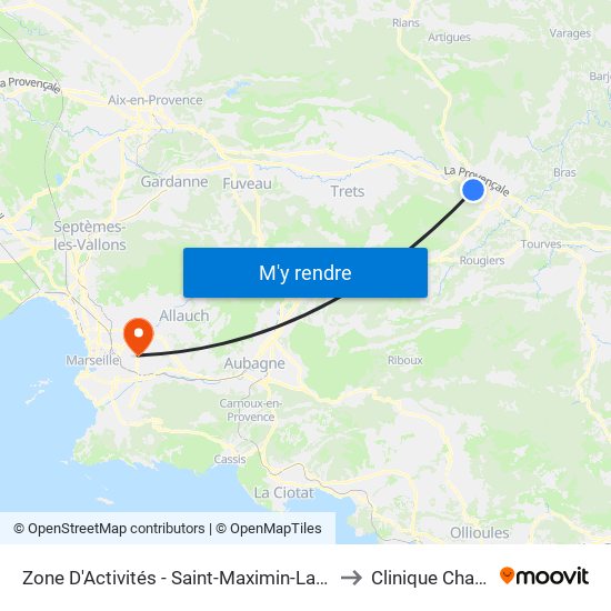 Zone D'Activités - Saint-Maximin-La-Sainte-Baume to Clinique Chantecler map