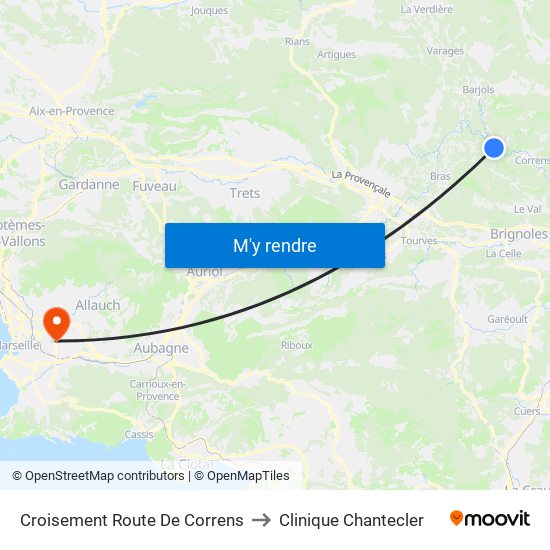 Croisement Route De Correns to Clinique Chantecler map