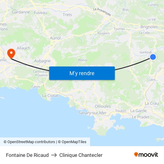 Fontaine De Ricaud to Clinique Chantecler map
