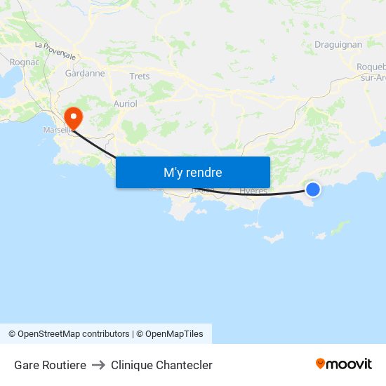 Gare Routiere to Clinique Chantecler map