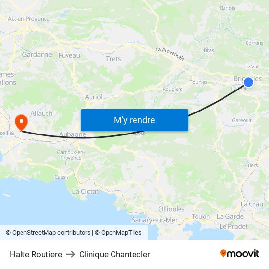 Halte Routiere to Clinique Chantecler map