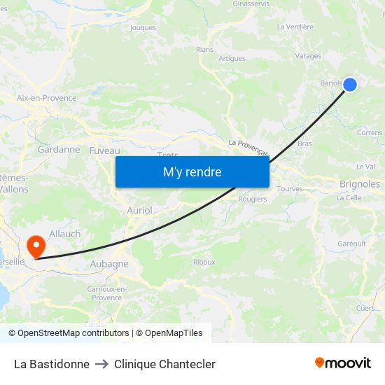 La Bastidonne to Clinique Chantecler map