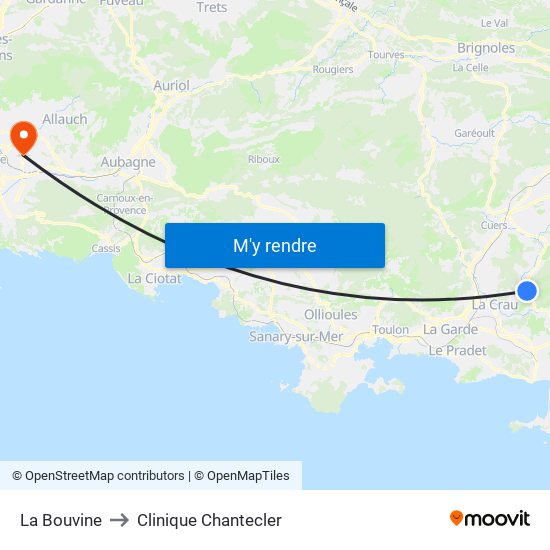 La Bouvine to Clinique Chantecler map