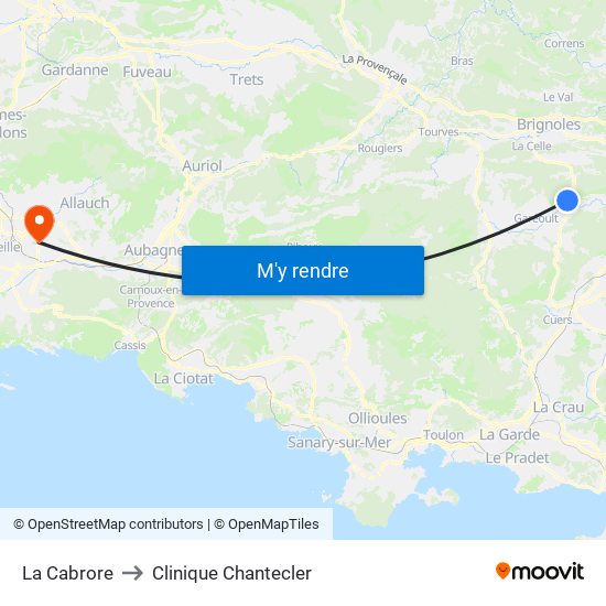 La Cabrore to Clinique Chantecler map