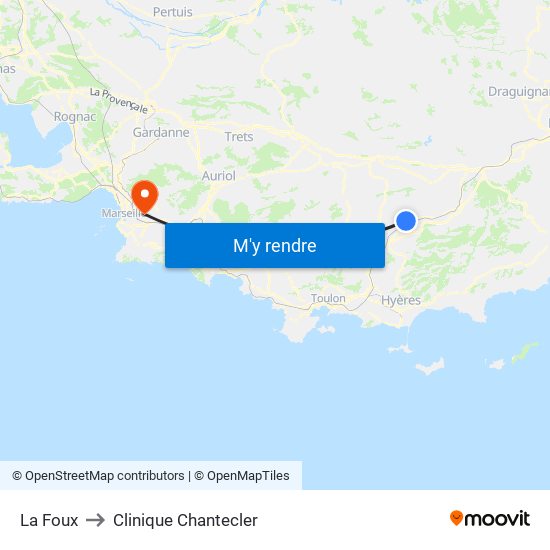 La Foux to Clinique Chantecler map