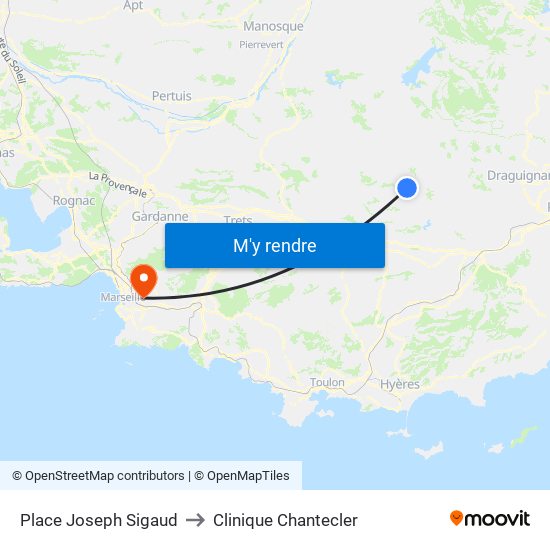 Place Joseph Sigaud to Clinique Chantecler map