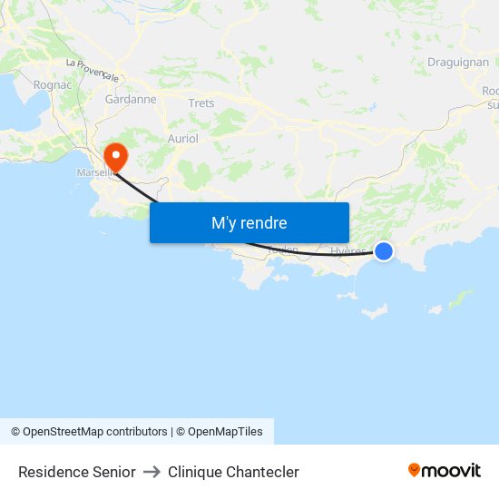 Residence Senior to Clinique Chantecler map