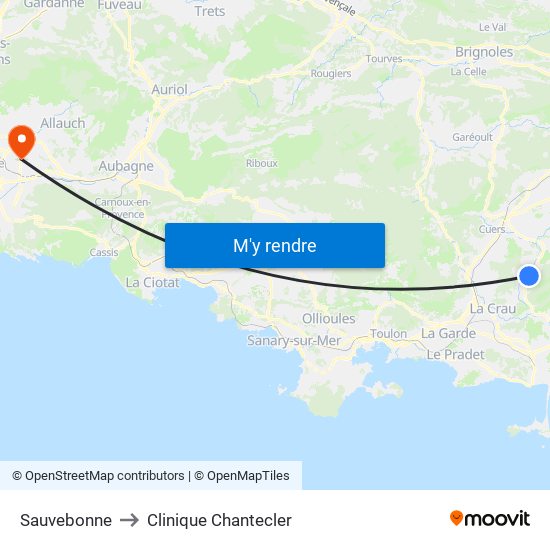 Sauvebonne to Clinique Chantecler map