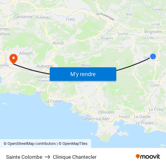 Sainte Colombe to Clinique Chantecler map