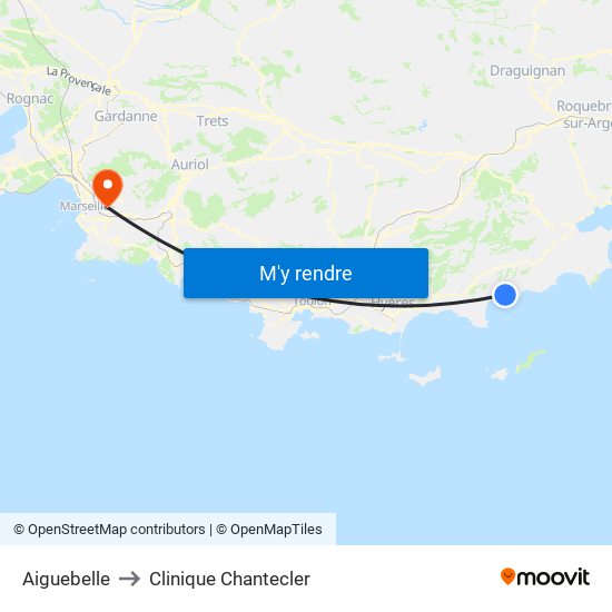 Aiguebelle to Clinique Chantecler map