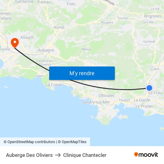 Auberge Des Oliviers to Clinique Chantecler map