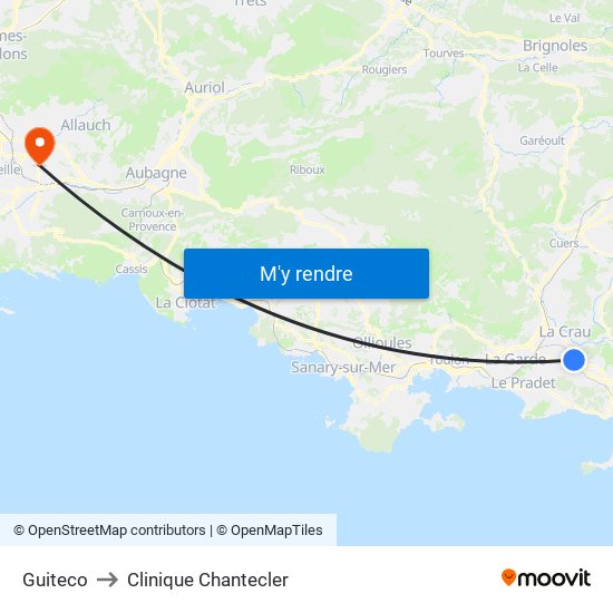 Guiteco to Clinique Chantecler map