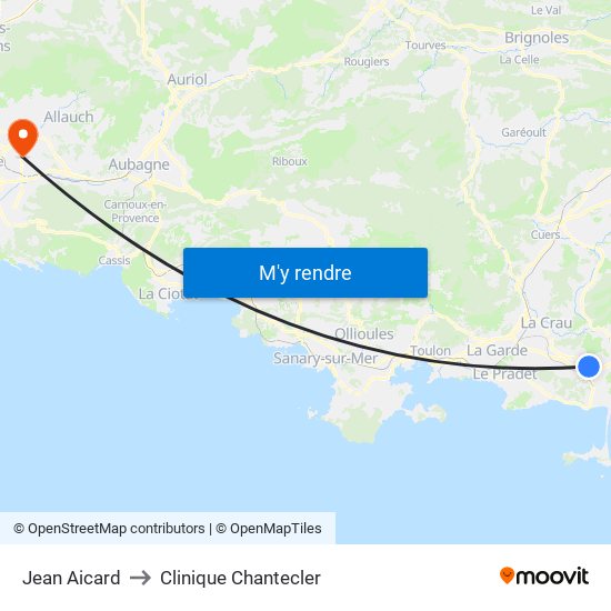 Jean Aicard to Clinique Chantecler map