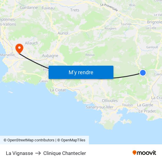La Vignasse to Clinique Chantecler map