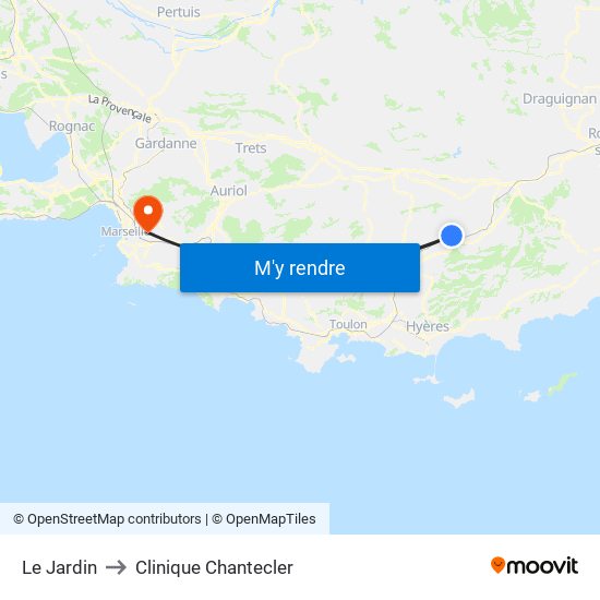 Le Jardin to Clinique Chantecler map