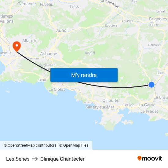 Les Senes to Clinique Chantecler map
