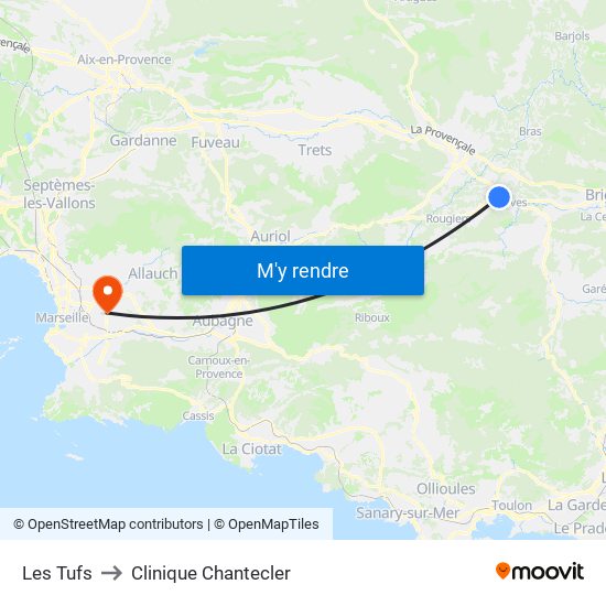 Les Tufs to Clinique Chantecler map