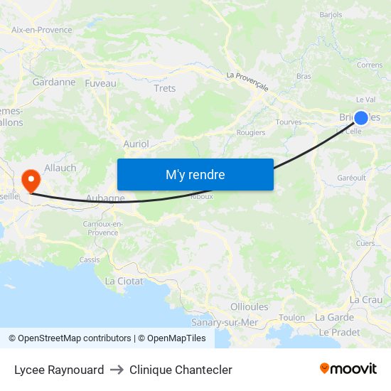 Lycee Raynouard to Clinique Chantecler map