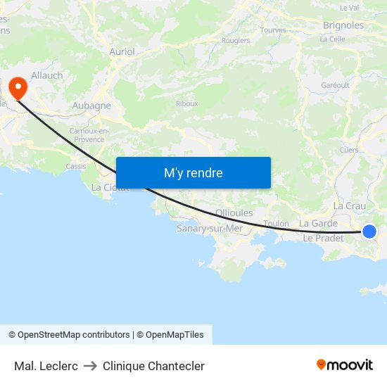 Mal. Leclerc to Clinique Chantecler map