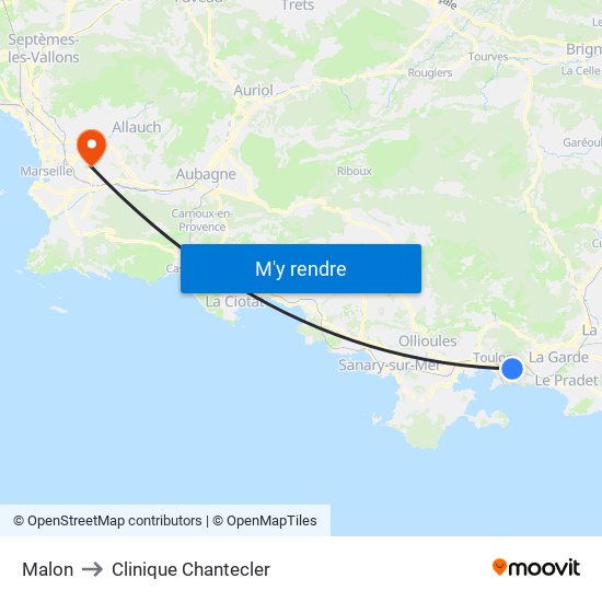 Malon to Clinique Chantecler map