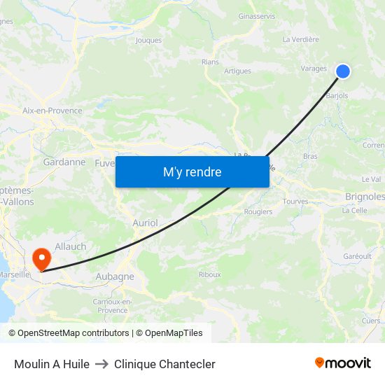 Moulin A Huile to Clinique Chantecler map