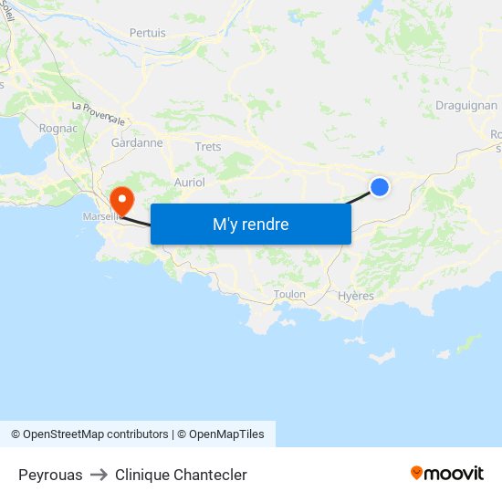 Peyrouas to Clinique Chantecler map