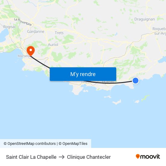 Saint Clair La Chapelle to Clinique Chantecler map