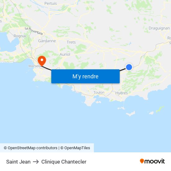 Saint Jean to Clinique Chantecler map