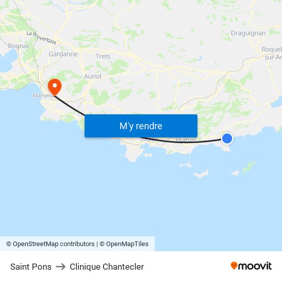 Saint Pons to Clinique Chantecler map