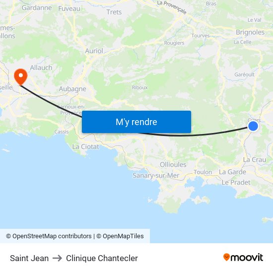 Saint Jean to Clinique Chantecler map
