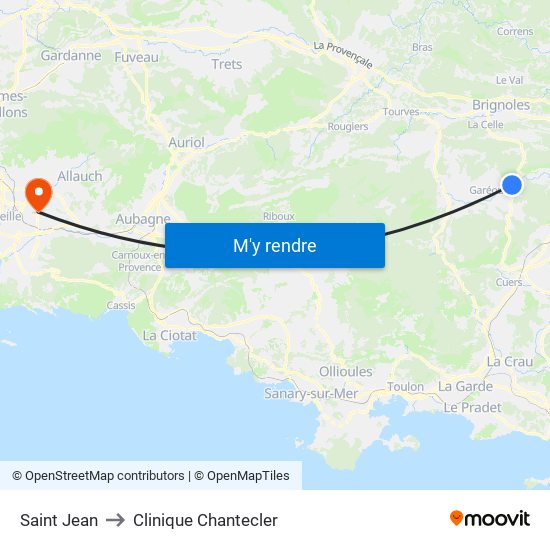 Saint Jean to Clinique Chantecler map