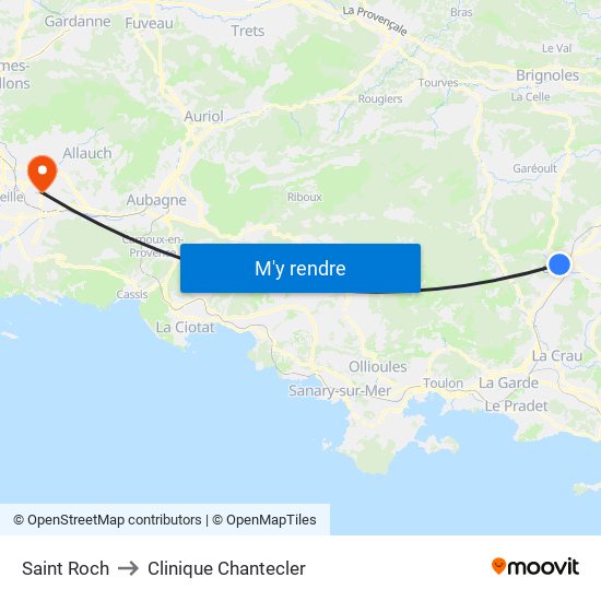 Saint Roch to Clinique Chantecler map