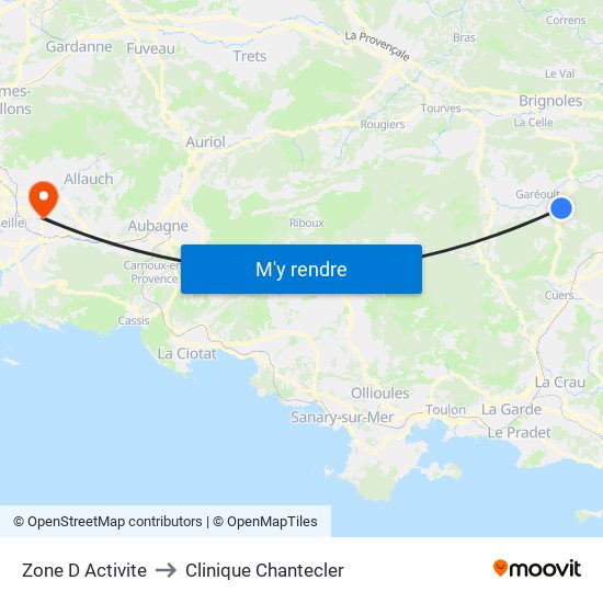 Zone D Activite to Clinique Chantecler map