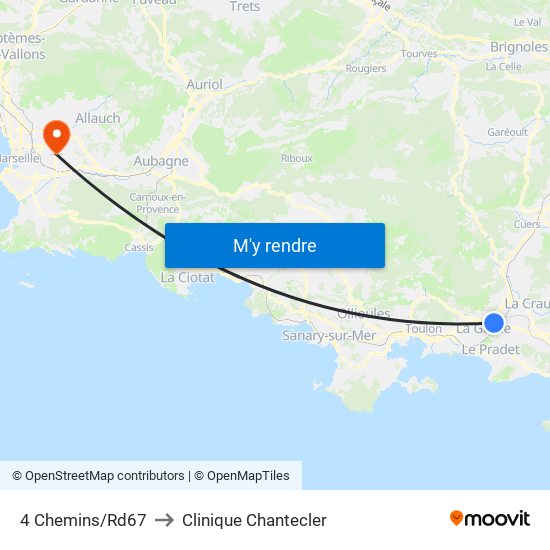 4 Chemins/Rd67 to Clinique Chantecler map