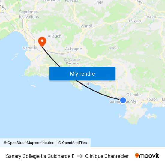 Sanary College La Guicharde E to Clinique Chantecler map