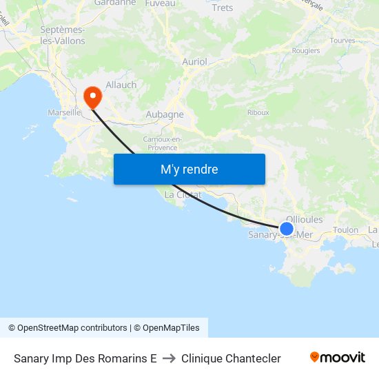 Sanary Imp Des Romarins E to Clinique Chantecler map