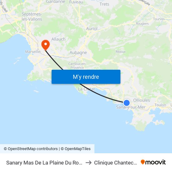 Sanary Mas De La Plaine Du Roy E to Clinique Chantecler map
