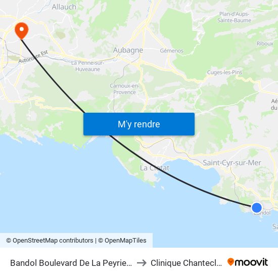 Bandol Boulevard De La Peyriere to Clinique Chantecler map