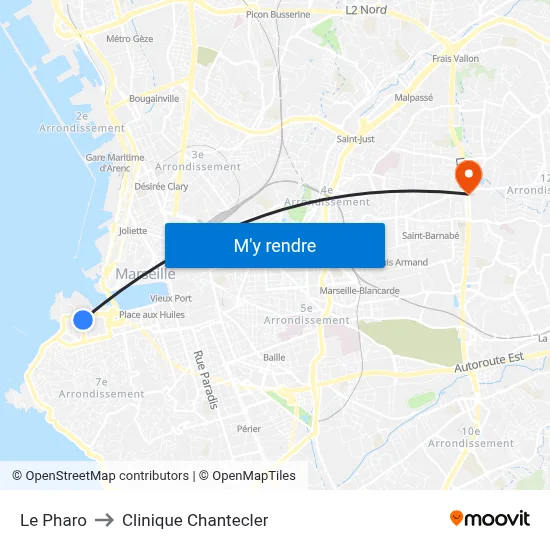 Le Pharo to Clinique Chantecler map