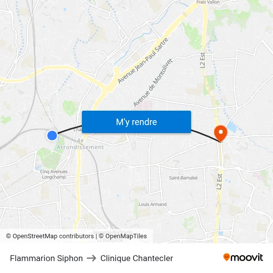 Flammarion Siphon to Clinique Chantecler map