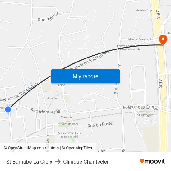 St Barnabé La Croix to Clinique Chantecler map