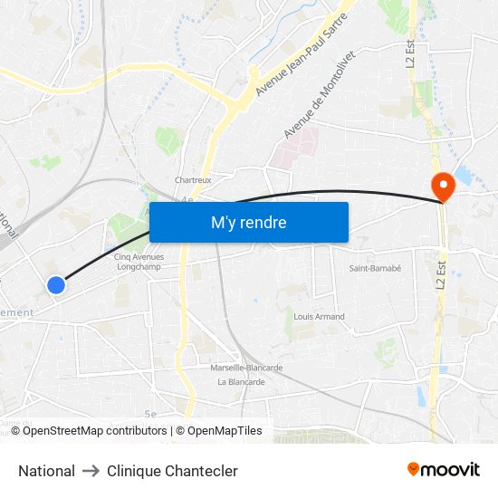 National to Clinique Chantecler map