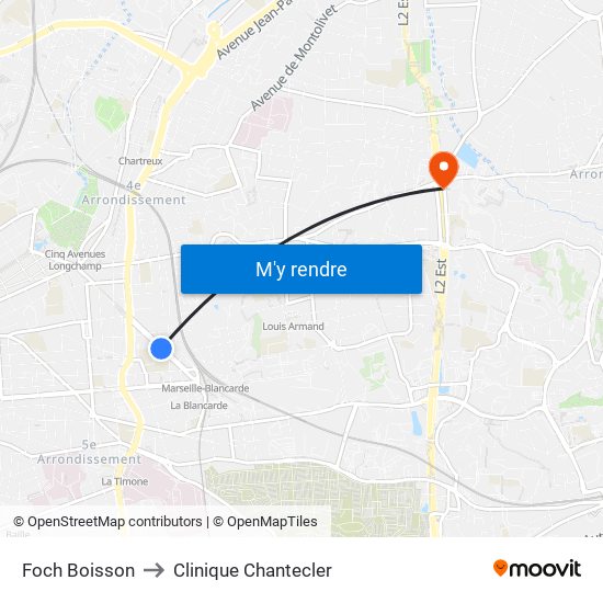 Foch Boisson to Clinique Chantecler map