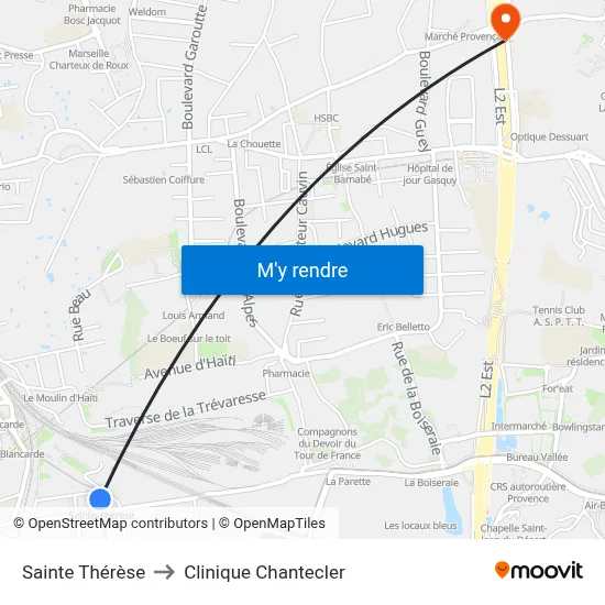 Sainte Thérèse to Clinique Chantecler map