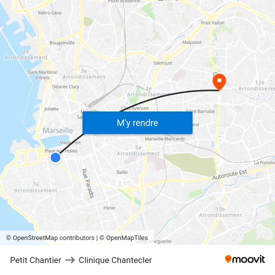 Petit Chantier to Clinique Chantecler map