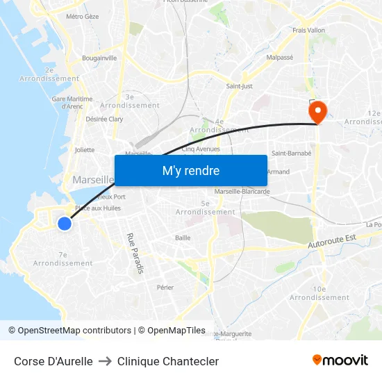 Corse D'Aurelle to Clinique Chantecler map